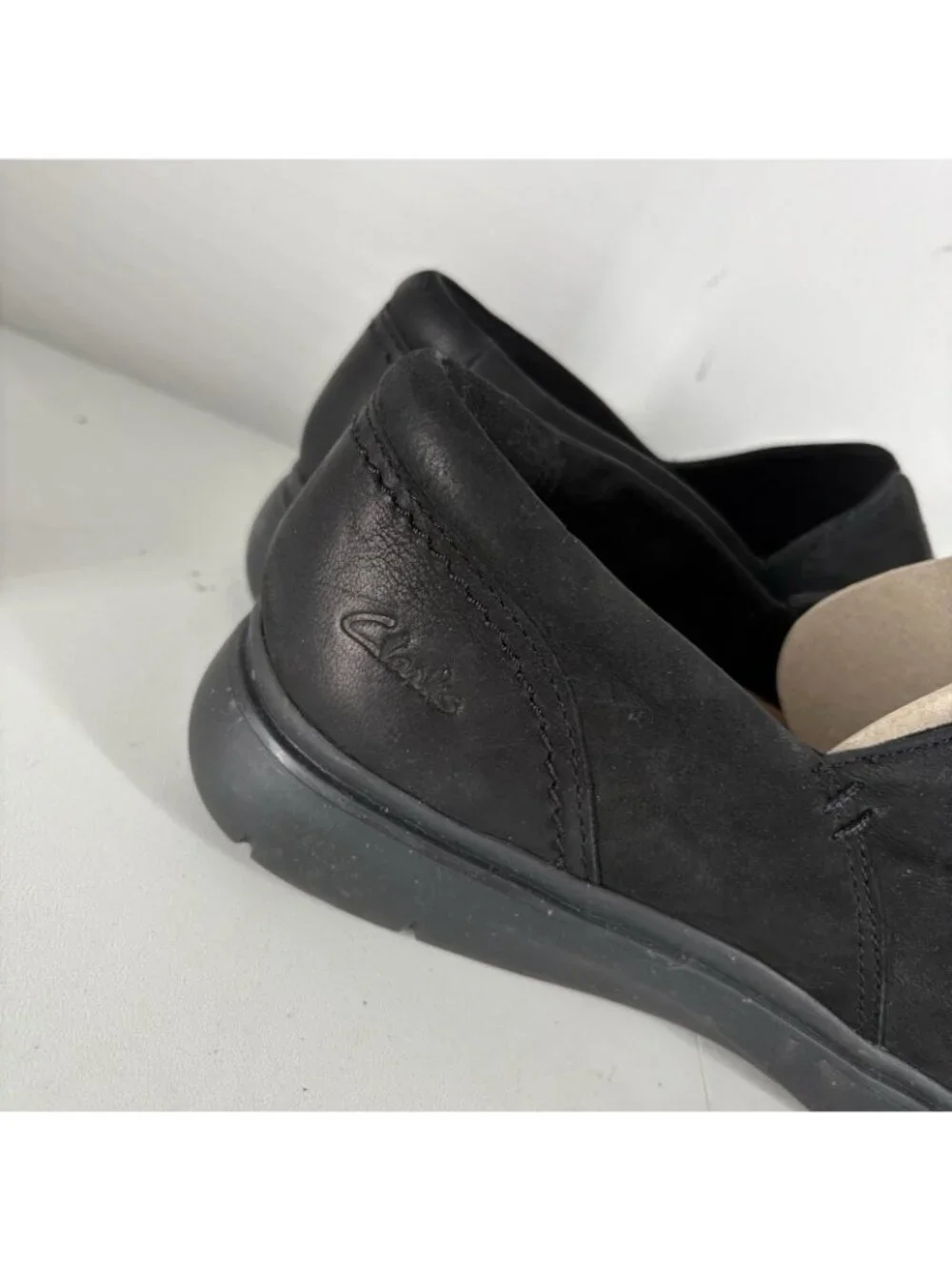 Clarks Artisan Women 11W Black Leather Comfort Slip On Certina Rose Loafers